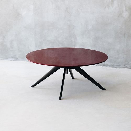 Table basse contemporaine - DIAMERISMA  - MAAMI HOME - en bois laqué / avec piètement en fonte d'aluminium / ronde