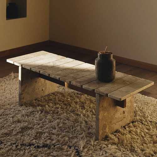Table basse contemporaine - PIANO - MAAMI HOME - en chêne naturel / en marbre / avec piètement en marbre