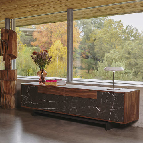 Buffet contemporain - GRAMMI GREY KENDZO - MAAMI HOME - en noyer / en placage de bois / en marbre