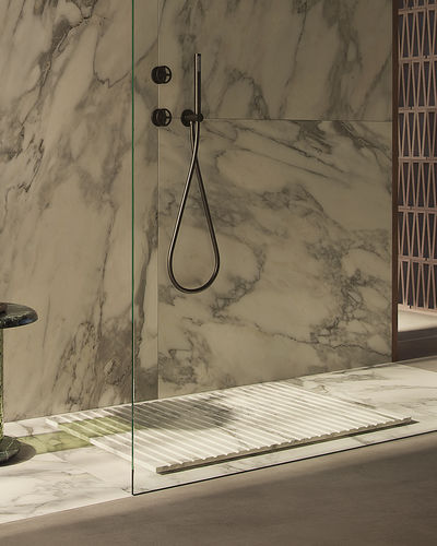 Receveur de douche rectangulaire - TYRE ARABESCATO FLUSH - MAAMI HOME - à poser / à fleur de sol / en marbre