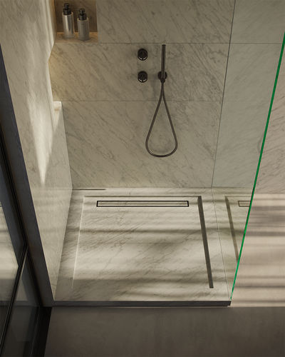 Receveur de douche carré - QURUM CARRARA - MAAMI HOME - surélevé / en pierre naturelle / en marbre