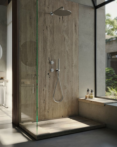 Receveur de douche en travertin - ESSAOUIRA - MAAMI HOME - rectangulaire / surélevé / antidérapant
