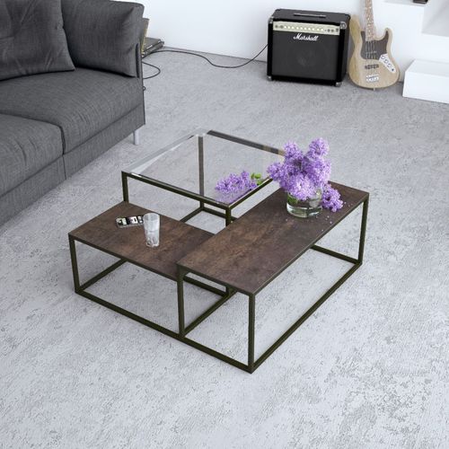 Table basse contemporaine - BRASILIA - AKANTE - en verre trempé / avec piètement en acier laqué / carrée