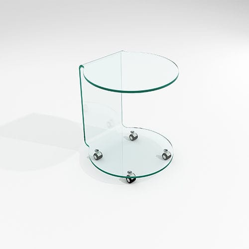 Table d'appoint contemporaine - TULSA - AKANTE - en verre bombé / avec piètement bombé / ronde