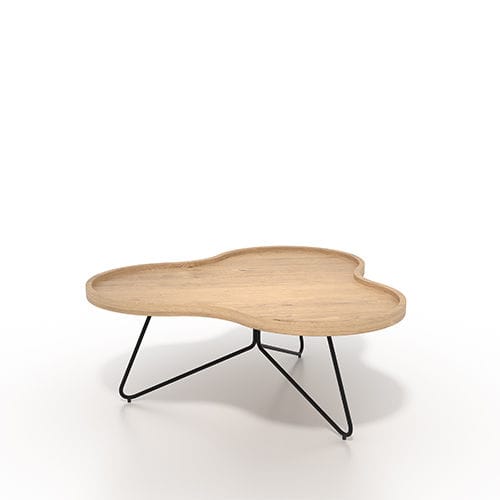 Table basse contemporaine - FLOWER - AKANTE - en placage de bois / en MDF / avec piètement en acier laqué