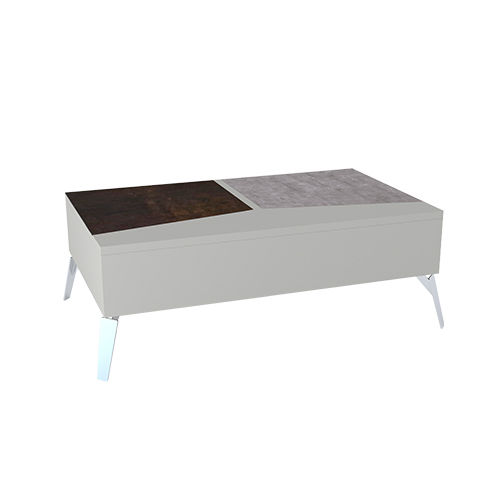 Table basse contemporaine - PORTLAND - AKANTE - en MDF laqué / en céramique / avec piètement en acier inoxydable poli