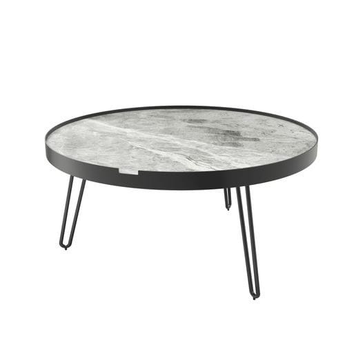 Table basse contemporaine - CORDOBA - AKANTE - en céramique / avec piètement en acier laqué / ronde