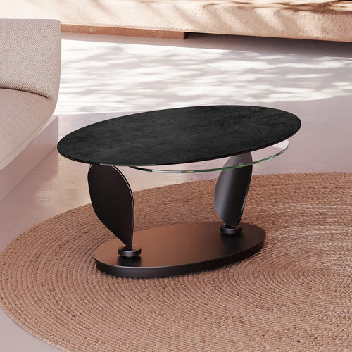 Table basse contemporaine - ROSA - AKANTE - en verre trempé / en céramique / avec piètement en acier laqué