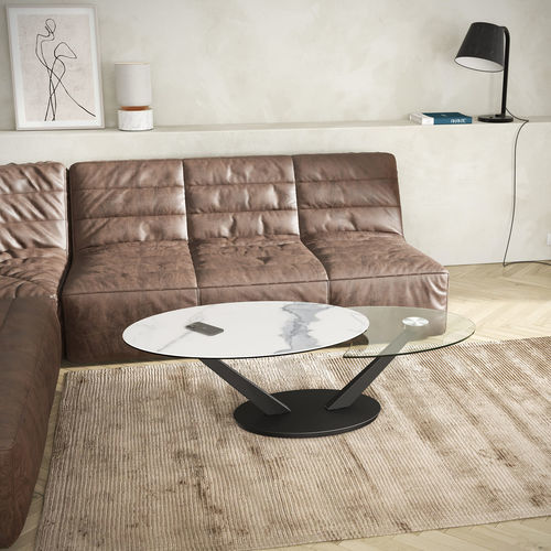 Table basse contemporaine - ALICANTE - AKANTE - en verre / en céramique / avec piètement en acier laqué