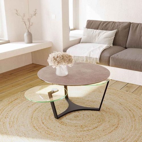 Table basse contemporaine - SAFRAN - AKANTE - en verre / en céramique / avec piètement en acier