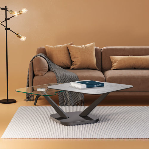 Table basse contemporaine - Marbella - AKANTE - en verre / en céramique / avec piètement en acier laqué