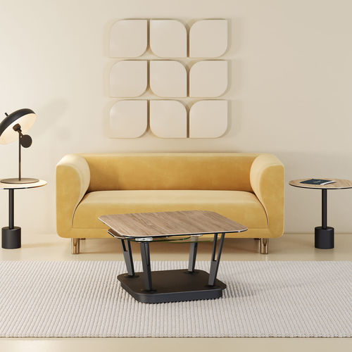 Table basse design scandinave - DAKOTA - AKANTE - en chêne / en acier / avec piètement en acier laqué