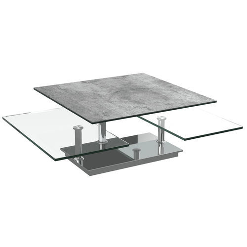 Table basse contemporaine - SQUARE - AKANTE - en verre / en céramique / avec piètement en acier chromé