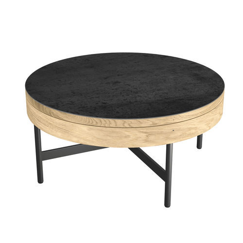 Table basse contemporaine - KINGSTON - AKANTE - en céramique / avec piètement en noyer / avec piètement en plaqué bois