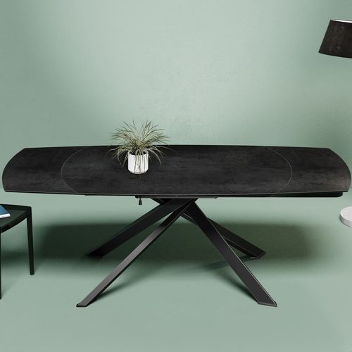 Table à manger contemporaine - KHEOPS - AKANTE - en céramique / avec piètement en acier laqué / ovale