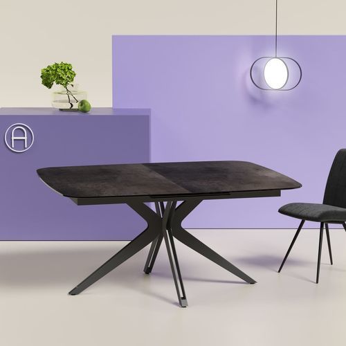 Table à manger contemporaine - LIMA - AKANTE - en céramique / avec piètement en acier laqué / rectangulaire