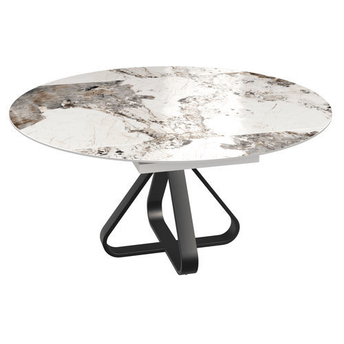 Table à manger contemporaine - SEATTLE - AKANTE - en céramique / avec piètement en acier laqué / ronde