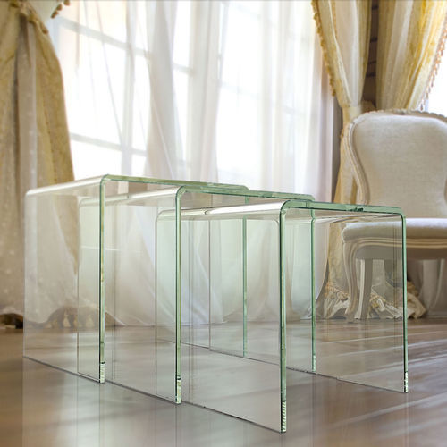 Table gigogne contemporaine - OLIVEA - AKANTE - en verre / avec piètement en verre / rectangulaire