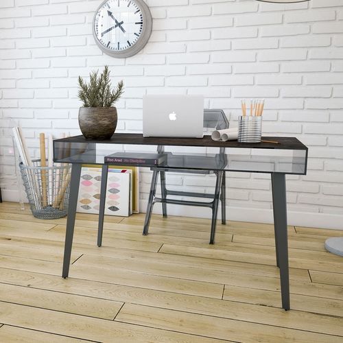 Bureau sur pied - BOSTON - AKANTE - contemporain / en acier laqué / en verre
