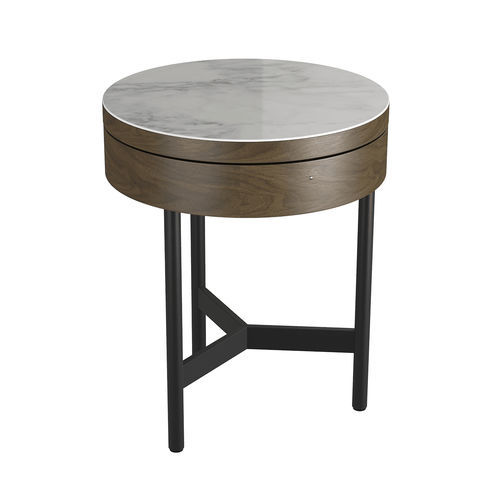 Table d'appoint contemporaine - KINGSTON - AKANTE - en céramique / avec piètement en MDF / ronde
