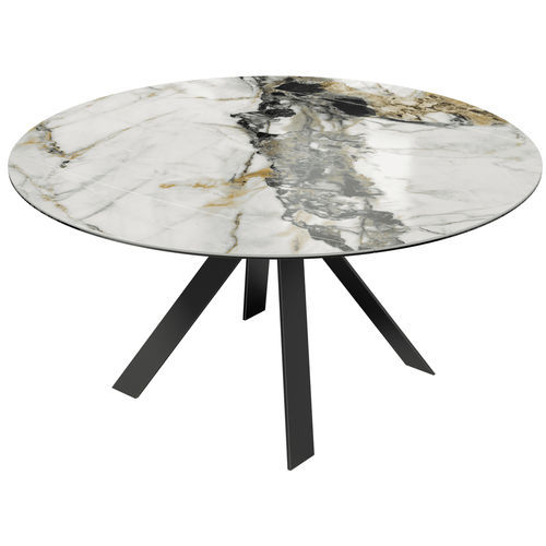 Table à manger contemporaine - NEW AUSTIN - AKANTE - en céramique / avec piètement en acier laqué / ronde