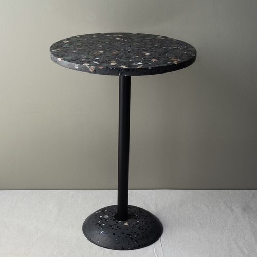 Table bistrot contemporaine - M-3 - Karoistanbul - en terrazzo / avec piètement en acier / ronde
