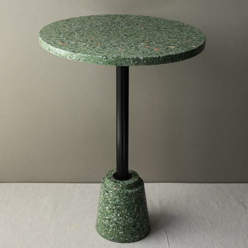 Table bistrot contemporaine - M-6 - Karoistanbul - en terrazzo / avec piètement en acier / ronde