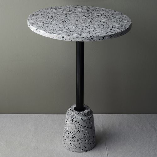 Table bistrot contemporaine - M-10 - Karoistanbul - en terrazzo / avec piètement en acier / ronde