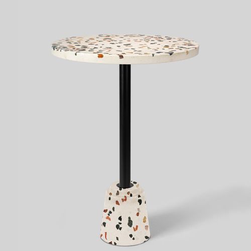 Table bistrot contemporaine - M-7 - Karoistanbul - en terrazzo / avec piètement en acier / ronde