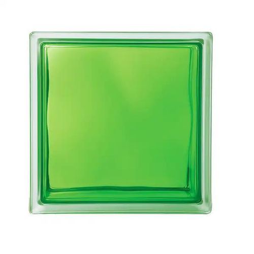 Brique de verre carrée - GREEN CLOUDY - Karoistanbul - lisse / pour mur / pour cloison