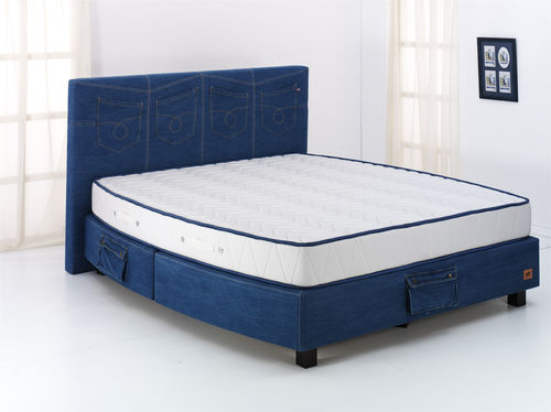 Lit double - DENIM SET - ISBIR - contemporain / tapissé / avec base de rangement