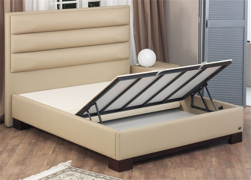 Lit double - ZEUS  - ISBIR - contemporain / en tissu / en cuir