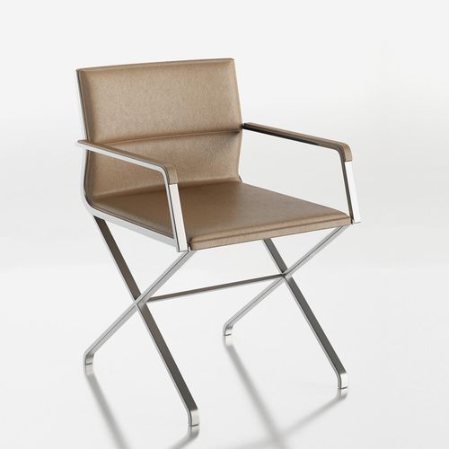 Chaise contemporaine - FOCUS - Enne - d'intérieur / en cuir / avec piètement en métal brossé