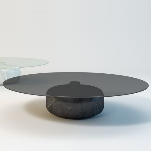 Table basse contemporaine - INOA - Enne - en verre fumé / en marbre / ronde