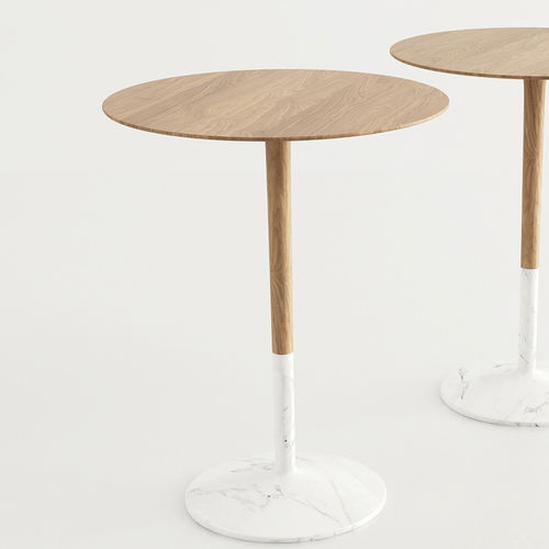 Table bistrot contemporaine - ICONA - Enne - en bois / en marbre / ronde