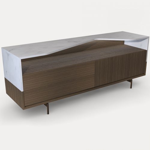 Buffet contemporain - BRIGHT - Enne - en noyer / en marbre
