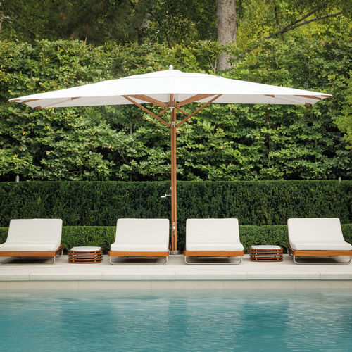 Bain de soleil contemporain - Monaco Sunbed Single Pool Edition - Seora - en tissu / en acajou / en acier inoxydable