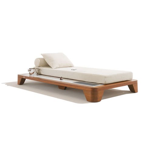Méridienne contemporaine - Grand Belvedere Daybed Single Edition - Seora - en tissu / en acajou / avec piètement en acajou