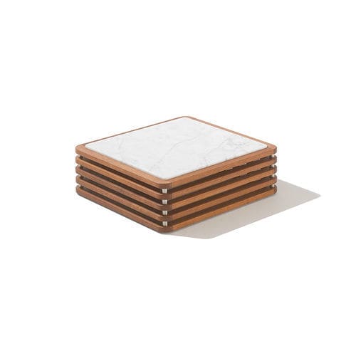 Table d'appoint contemporaine - MONACO - Seora - en marbre / avec piètement en acajou / carrée
