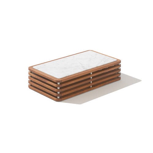 Table d'appoint contemporaine - MONACO - Seora - en verre trempé / en marbre / avec piètement en acajou