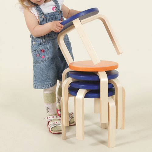 Tabouret contemporain - Tipa - Tarmeko LPD - en contreplaqué / avec piètement en bouleau / empilable