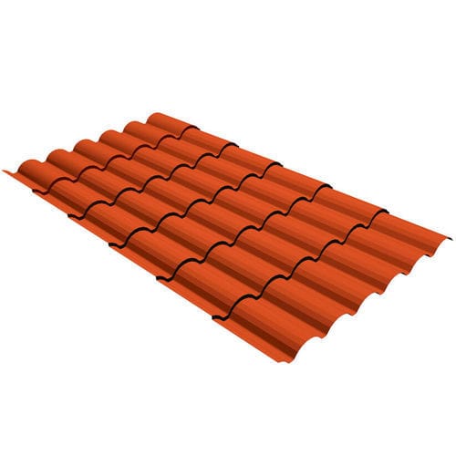 Tôle métallique décorative - Ral 8004 - Panelais - nervurée / en acier galvanisé / aspect tuile