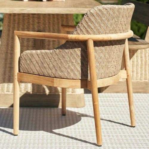 Chaise de salle à manger contemporaine - CHILTON - Arteriors Home - d'extérieur / en rotin synthétique / avec piètement en teck