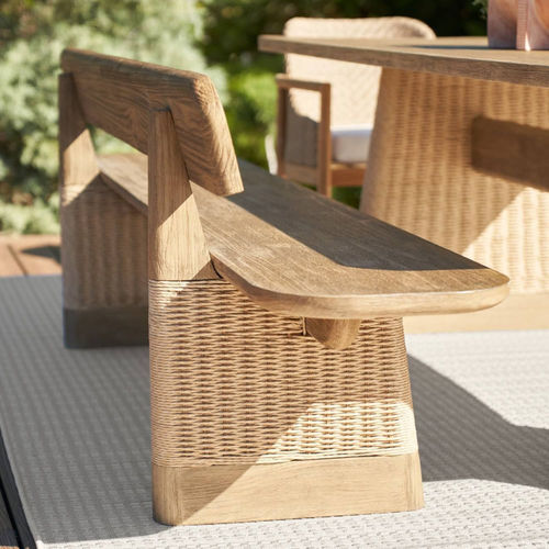Banc contemporain - DELRIO - Arteriors Home - en teck / en corde / avec dossier