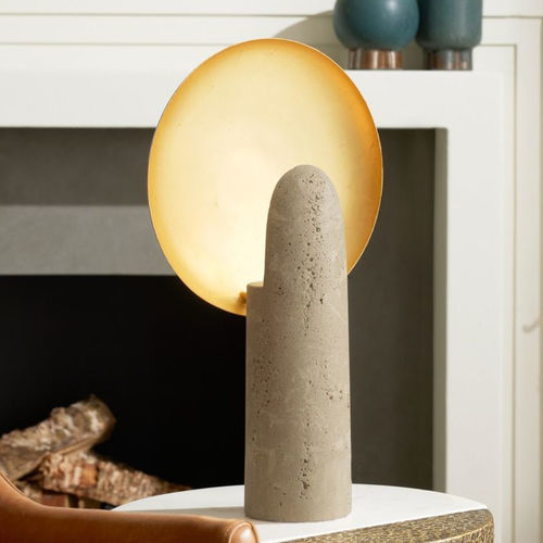Lampe de table - ECLIPSE - Arteriors Home - en acier / en travertin / contemporaine