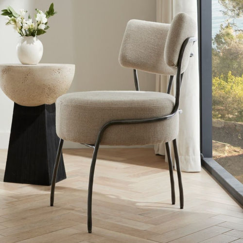 Chaise contemporaine - ENID - Arteriors Home - d'intérieur / en lin / avec piètement en fer