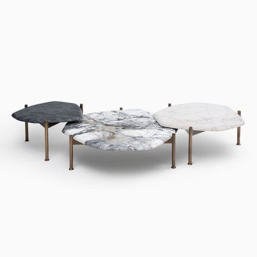Table basse contemporaine - BENTON  - CASTE - en marbre / avec piètement en fer / avec piètement en chêne
