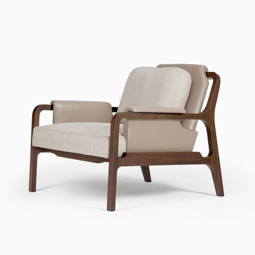 Fauteuil contemporain - FERGUS - CASTE - en cuir / en tissu / en noyer