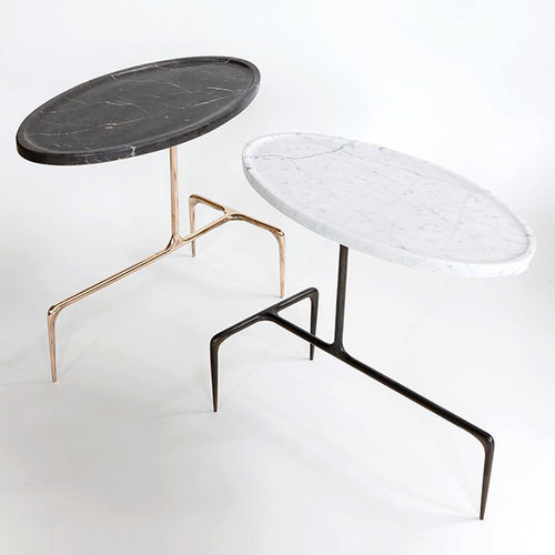 Table d'appoint contemporaine - BRIDGER  - CASTE - en pierre / en bronze / ovale