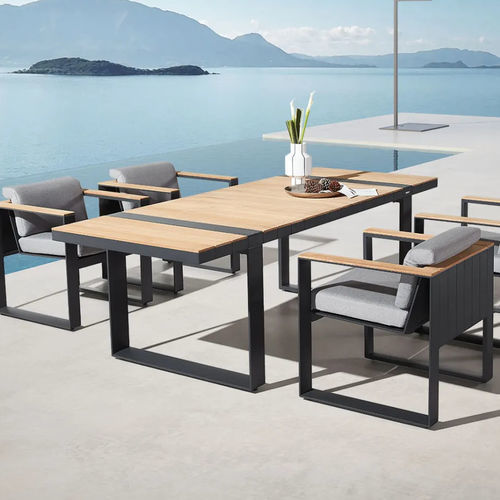 Table à manger contemporaine - CAMBUSA - Higold - en bois / avec piètement en aluminium / rectangulaire